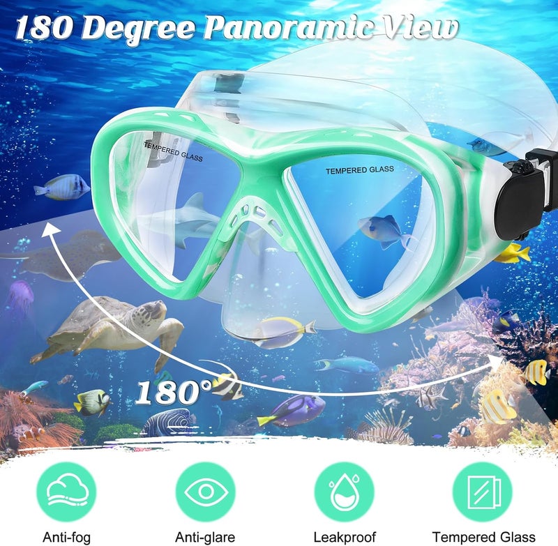ACQCES Kids Snorkel Set Dry Top Snorkeling Gear for Kids Youth Boys Girls Junior Age 5-15,Tempered Glass Swimming Diving Mask and Snorkel Set 180 Degree Panoramic View - Image 3